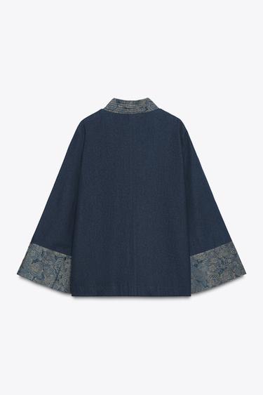 JACQUARD DENIM-EFFECT KIMONO - Blue by Zara - Image 9