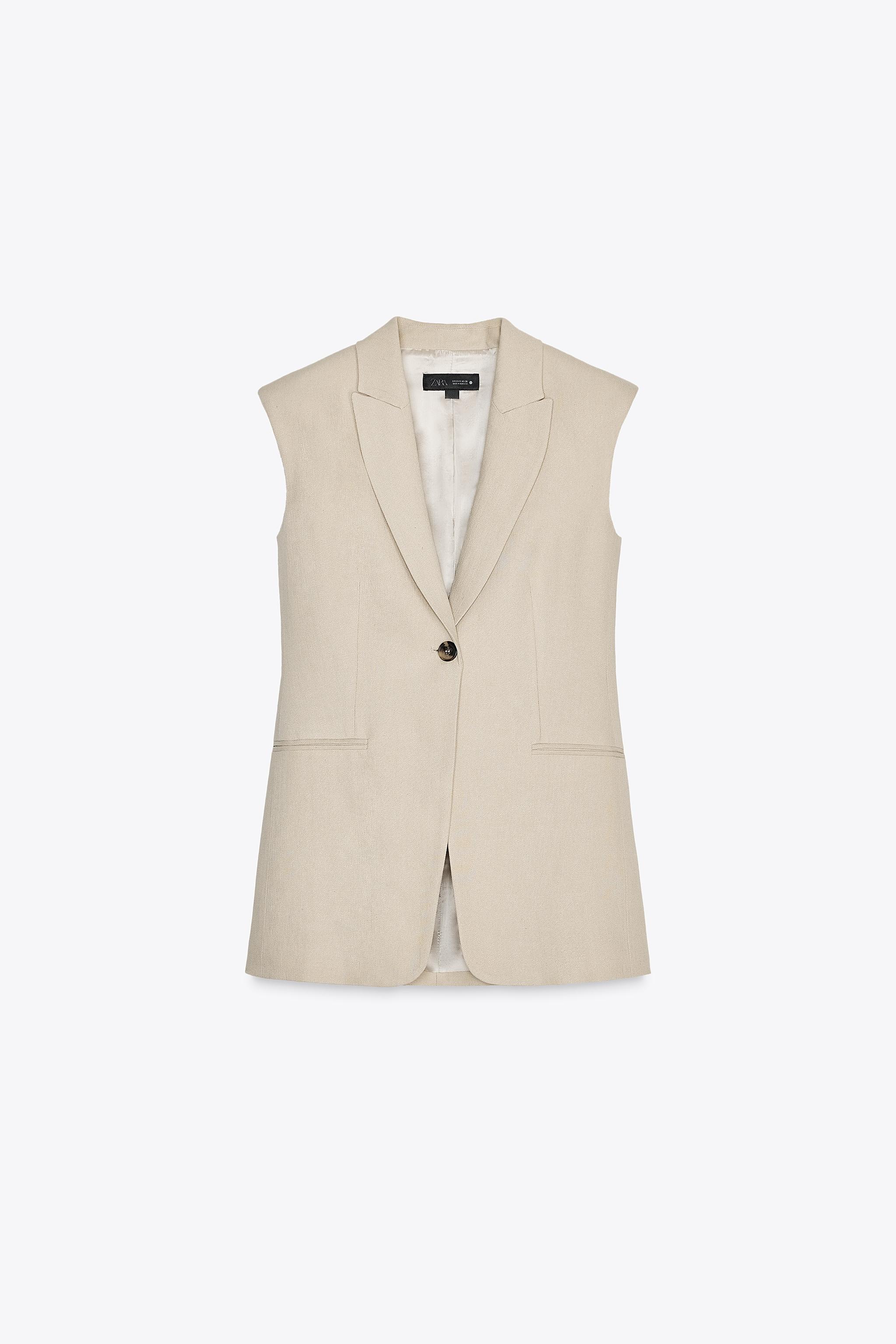 ZW COLLECTION SHOULDER PAD VEST - taupe brown | ZARA United