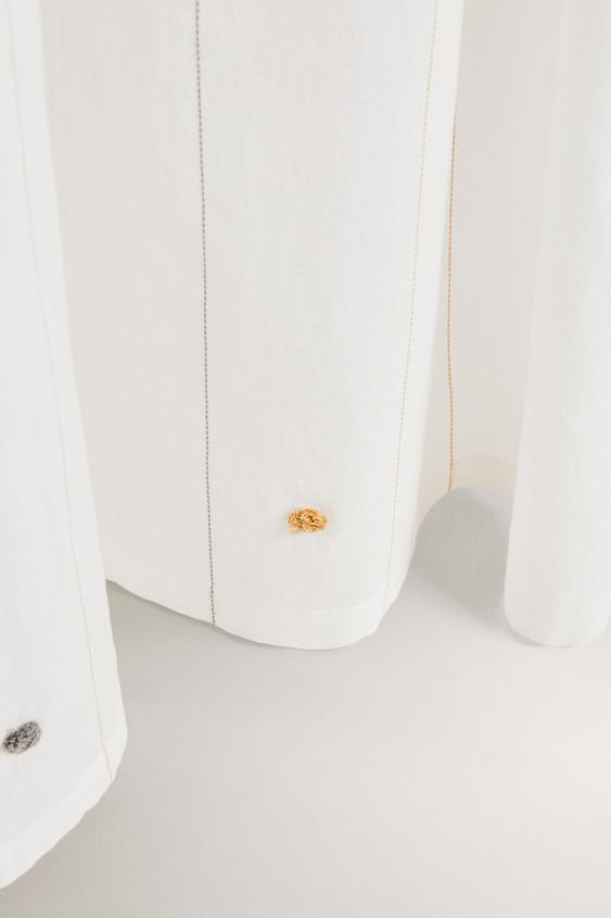 RIDEAU À POMPONS OPACITÉ FAIBLE - Écru de Zara - Image 3