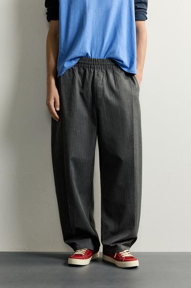 BALLOON FIT TROUSERS WITH SIDE PLEATS - Stripes by Zara