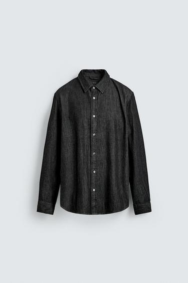 חולצת ג'ינס RELAXED FIT - שחור של Zara