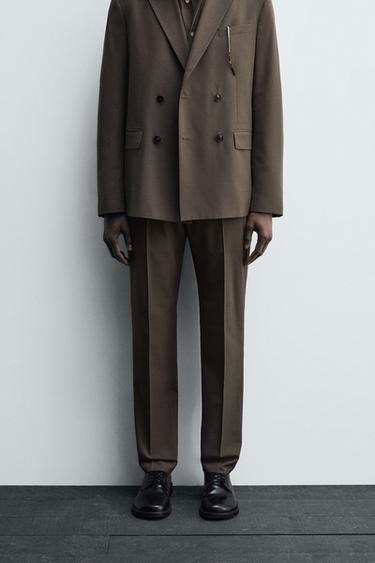 SLIM FIT SUIT TROUSERS - Taupe grey by Zara