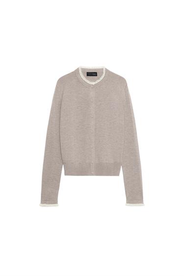 جاكيت مغزول بلمسات دانتيل - فيسون by Zara