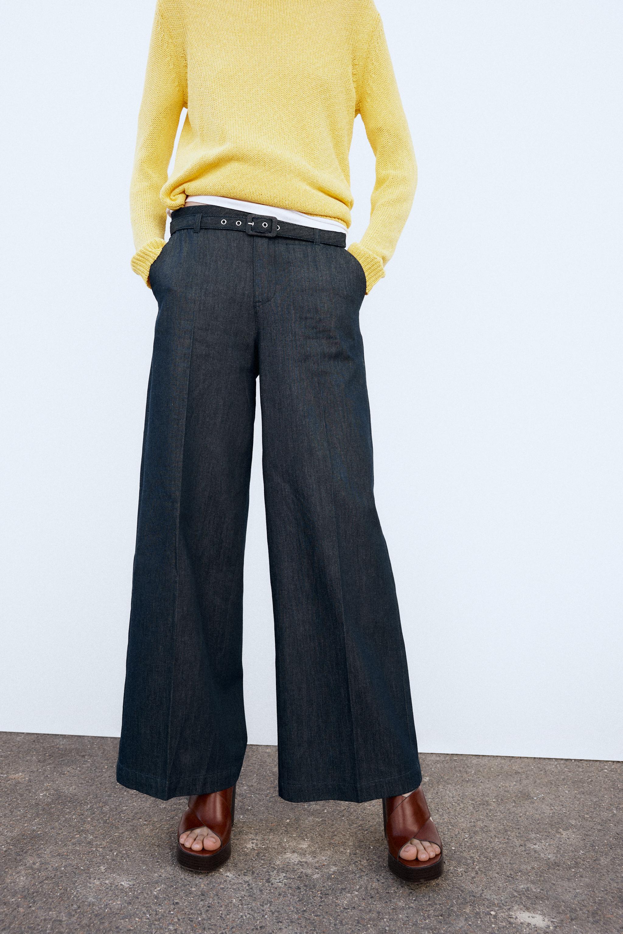 Z1975 ベルト付きワイドデニムパンツ - ブルー | ZARA Japan / 日本
