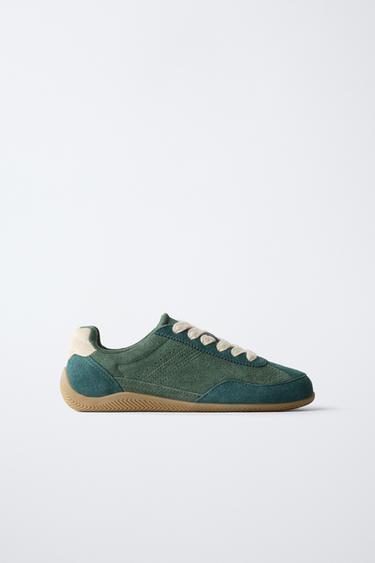 Zara KOŽNE SPORTSKE PATIKE – Zelena – Slika 0