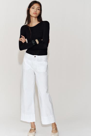 Zara HIGH-WAISTED Z1975 CROPPED WIDE LEG JEANS - White - Image 0