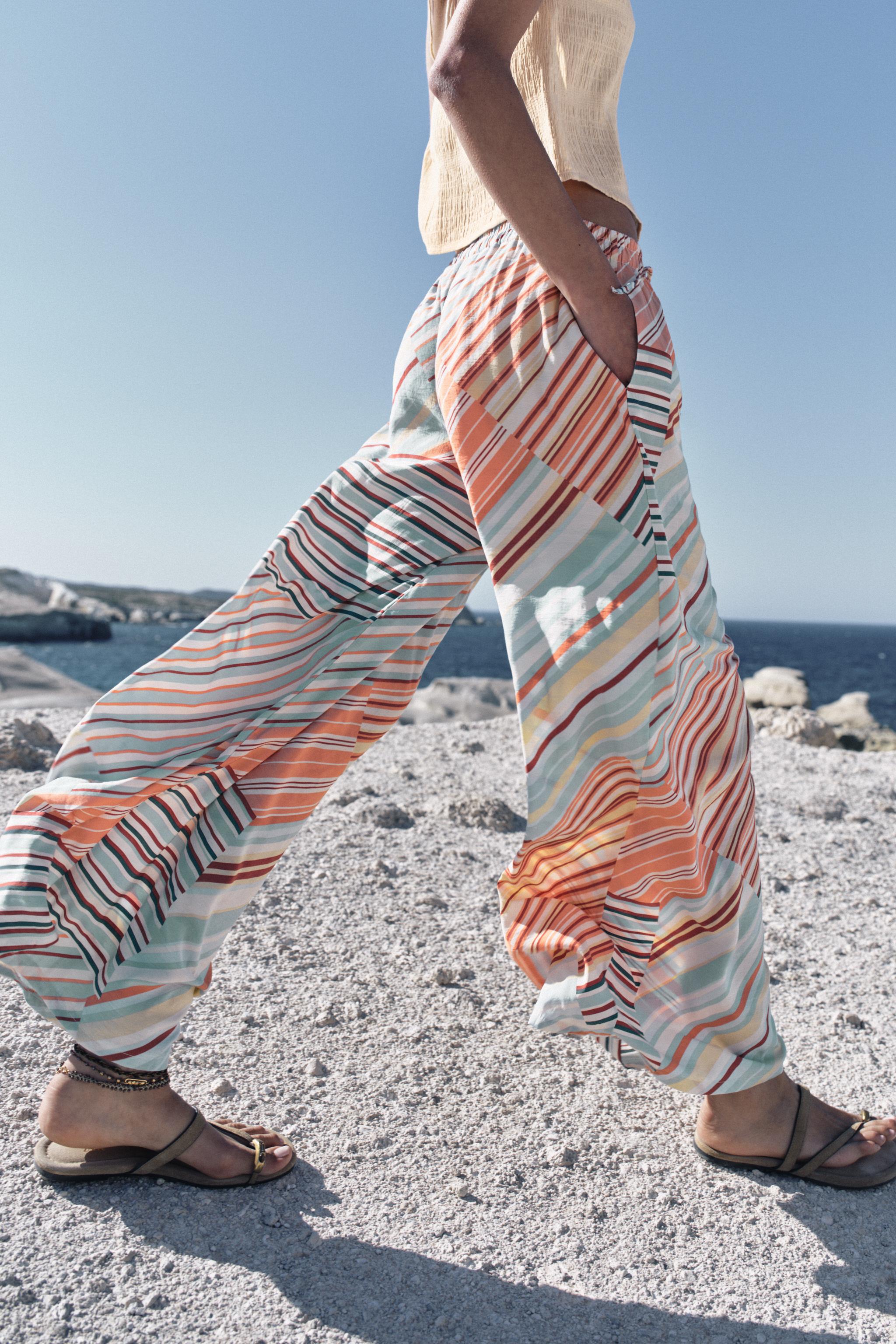 STRIPED WIDE LEG PANTS