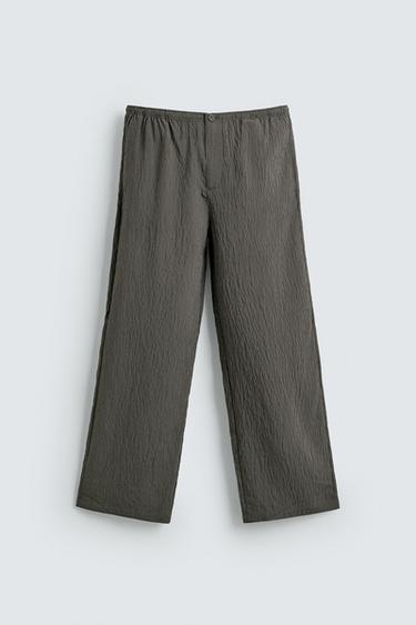 STRIPED WRINKLED-EFFECT FLOWING TROUSERS - Grey by Zara