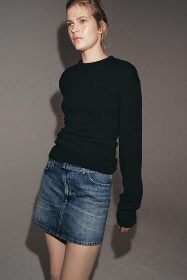 Zara ZW COLLECTION DENIM MINI SKIRT - Blue