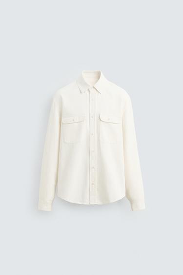 DENIM OVERSHIRT - Oyster-white by Zara