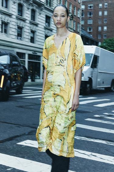 ZW COLLECTION PRINTED DRESS - Yellow by Zara - Image 8
