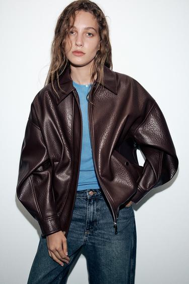 JAQUETA BOMBER DE POLIURETANO - Borgonha da Zara