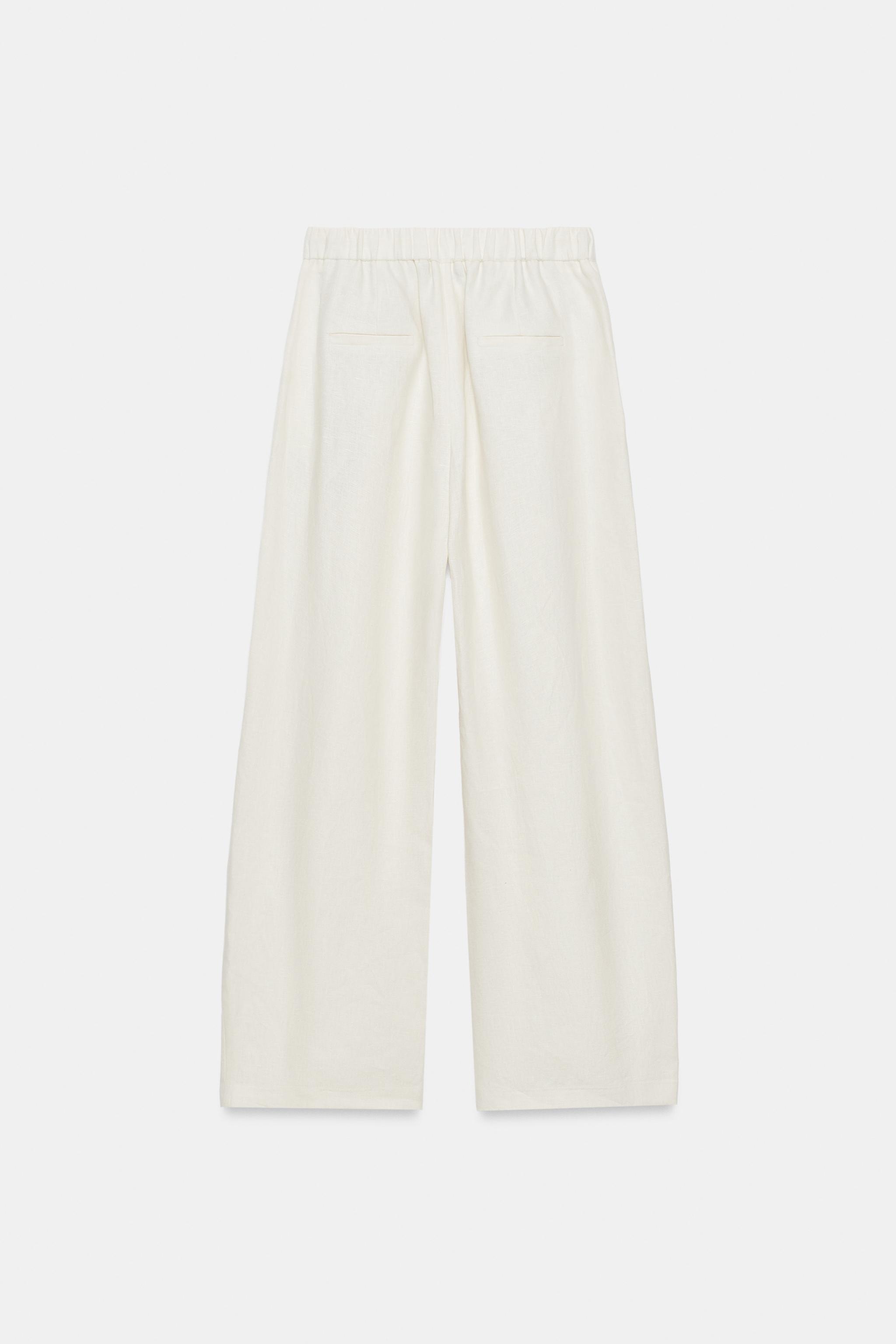 Женские брюки Zara 100% LINEN PLEATED PANTS ZW COLLECTION — фото 7