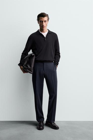 PANTALON DE COSTUME 100 % LAINE - Bleu marine de Zara - Image 0