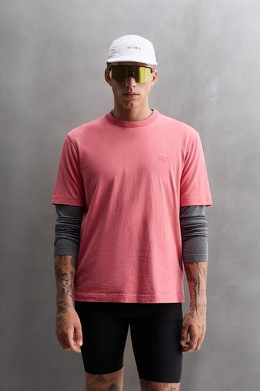 Zara EMBROIDERED HEAVYWEIGHT T-SHIRT - Salmon