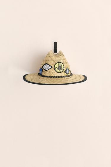 Zara BODY GLOVE © STRAW-EFFECT PATCH HAT - Tobacco