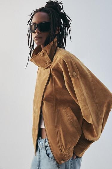 JAQUETA DE COURO BIKER - Camel-claro da Zara