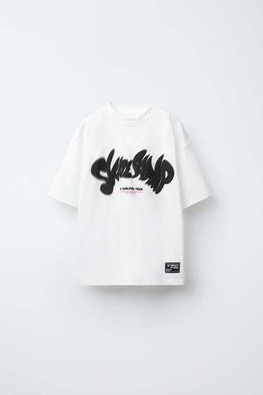GRAFFITI T-SHIRT WITH LABEL - Oyster-white by Zara