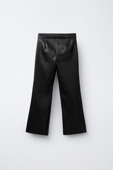 FAUX LEATHER FLARE TROUSERS - Black by Zara - Image 1