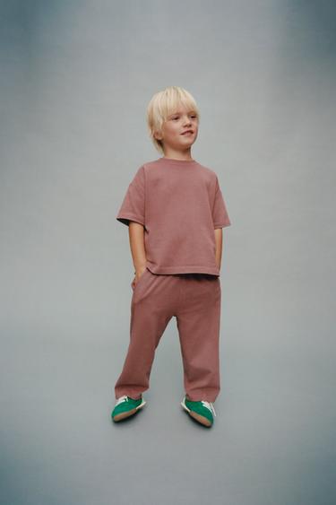 Zara PLAIN WIDE LEG T-SHIRT AND PANTS SET - Eggplant