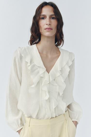 CAMISA VOLANTES ZW COLLECTION - Crudo de Zara