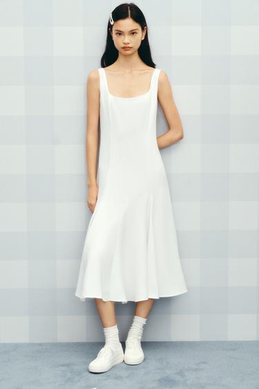 ZW COLLECTION MIDI DRESS - Ecru by Zara