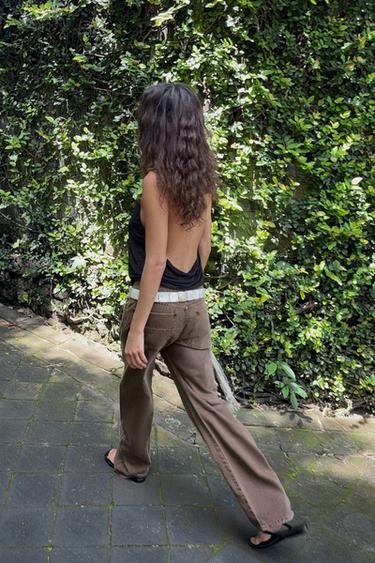 JEANS TRF TIRO BAJO - Marrón de Zara