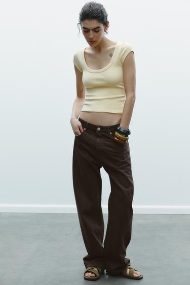 Zara SCOOP NECK TOP - Butter - Image 0