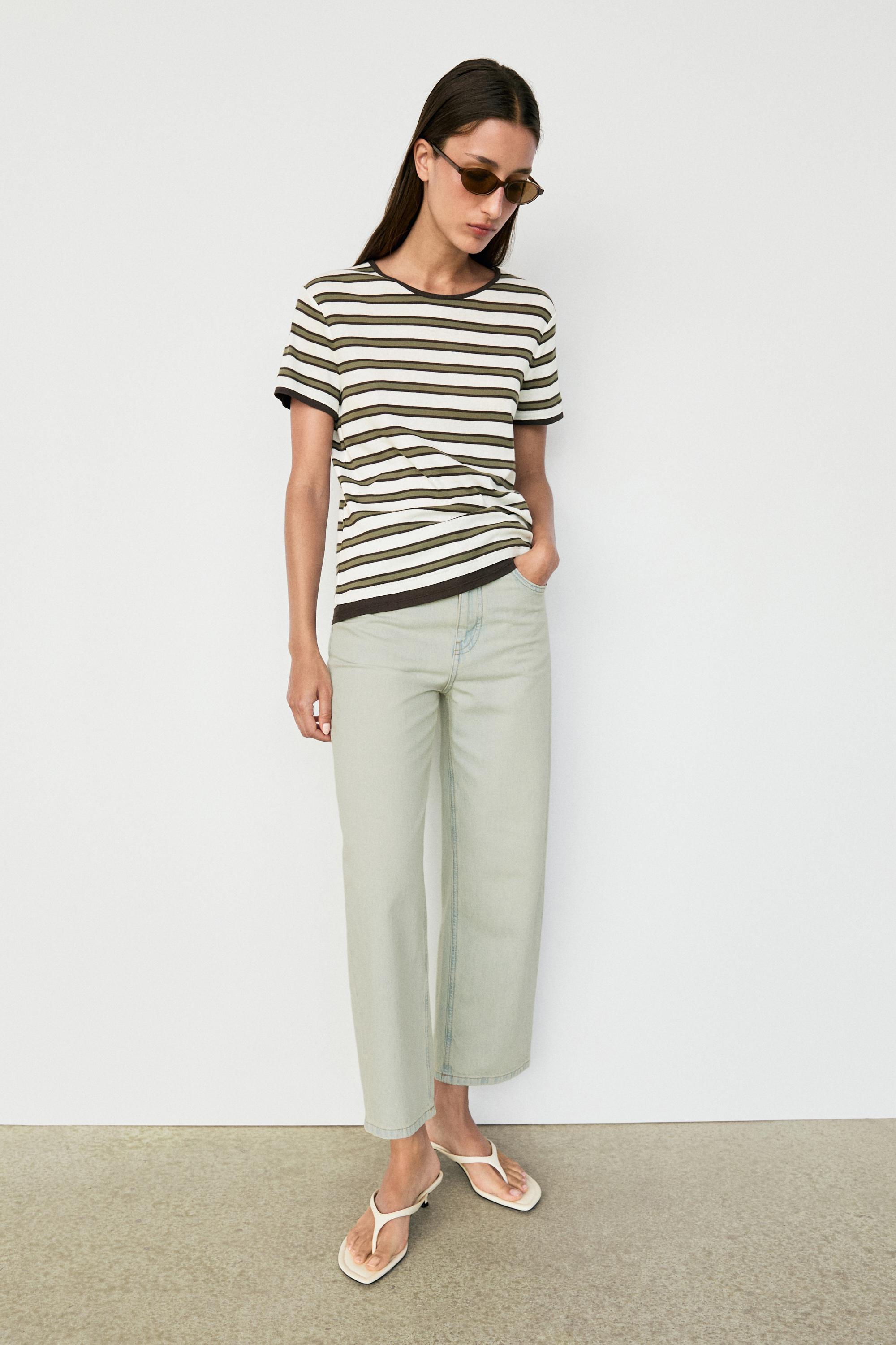 100% cotton short sleeve striped T-shirt