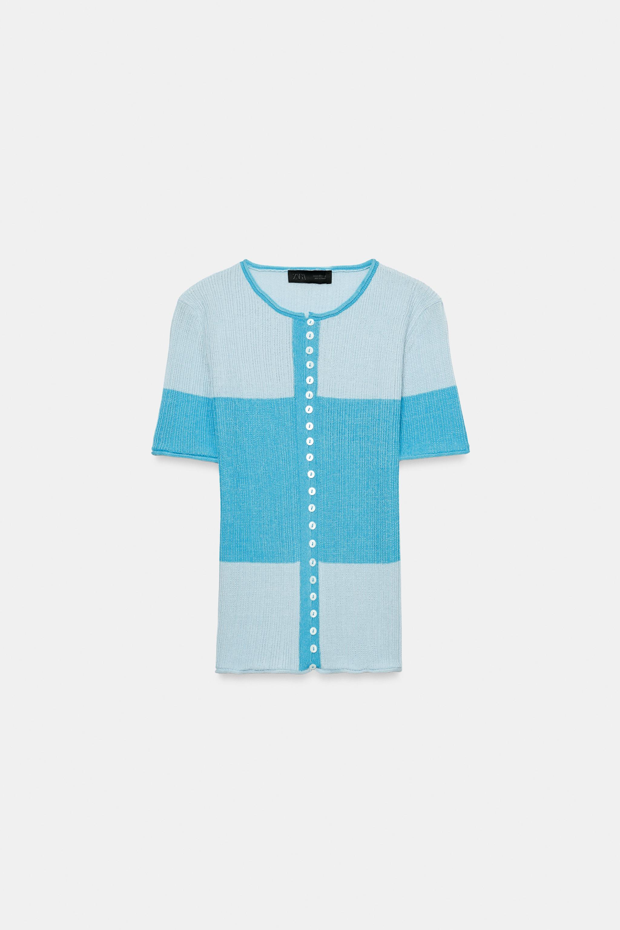 カラーブロックニットジャケット - ブルー | ZARA Japan / 日本