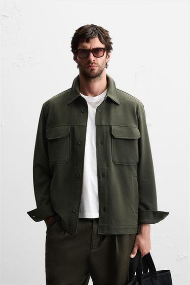 COMFORT TEXTURED OVERSHIRT - Dark green by Zara