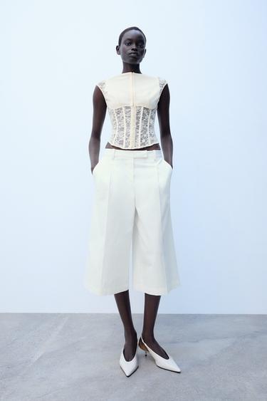 TOP ENCAJE COMBINADO - Crudo de Zara - Imagen 0