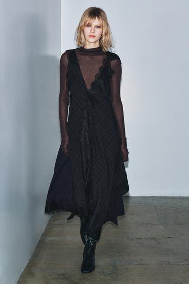 ZW COLLECTION LIMITED EDITION CONTRAST LACE DRESS - Navy blue by Zara