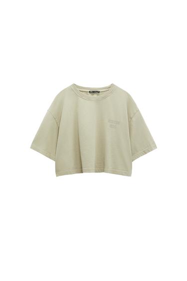 TEXT PRINT CROP TOP