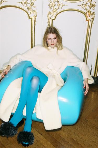 FAUX FUR COAT ZW COLLECTION LIMITED EDITION - Cream by Zara