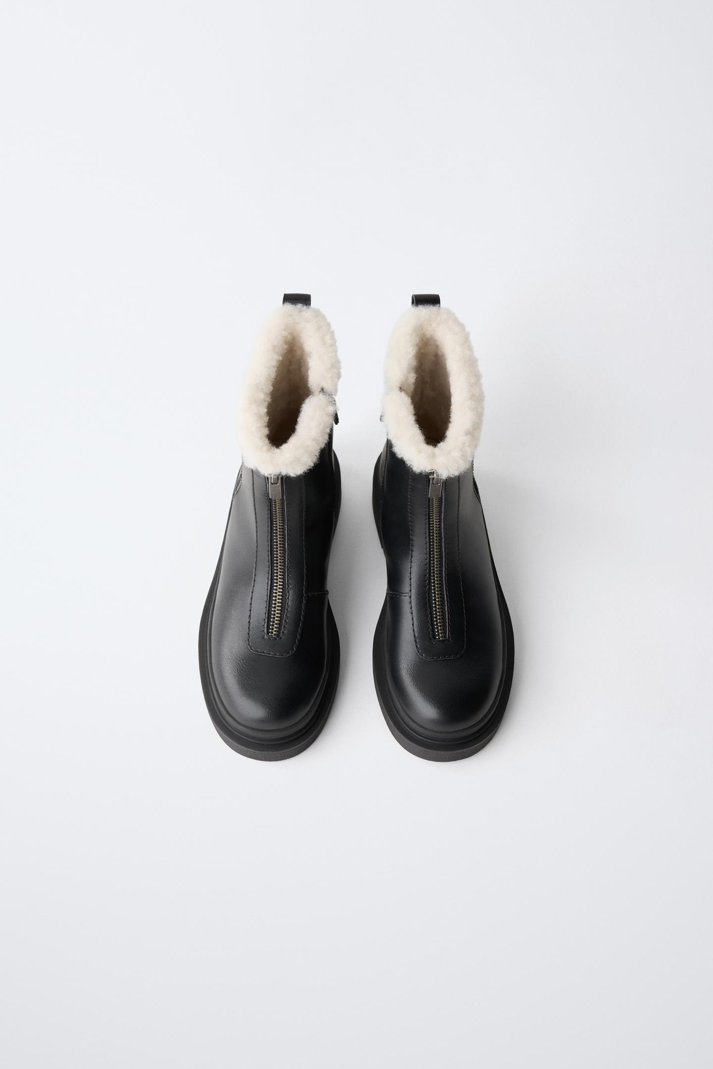Детские ботинки Zara Lined Zip-Up Ankle, цвет: Чёрный — фото 4