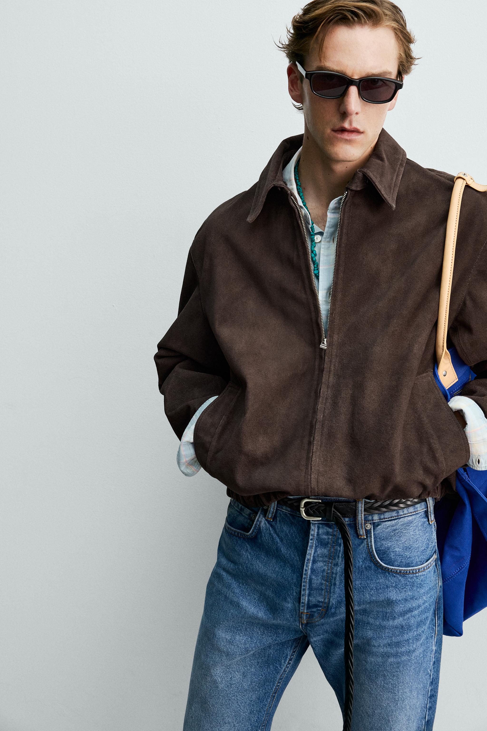 BLOUSON REGULAR FIT EN CUIR DAIM AARON LEVINE X ZARA