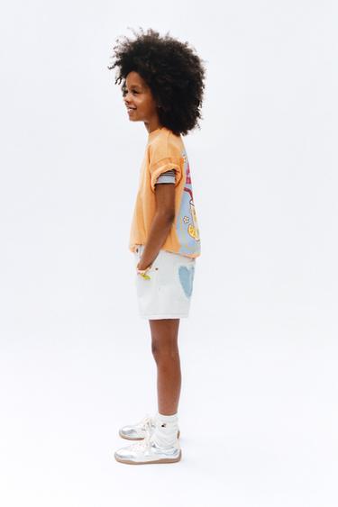 برمودا DENIM رقعات قلب - أبيض الخاص بـ Zara