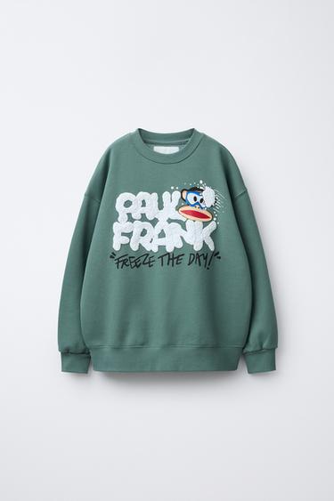SUDADERA TEXTO RELIEVE PAUL FRANK ® - Verde gris de Zara - Imagen 0