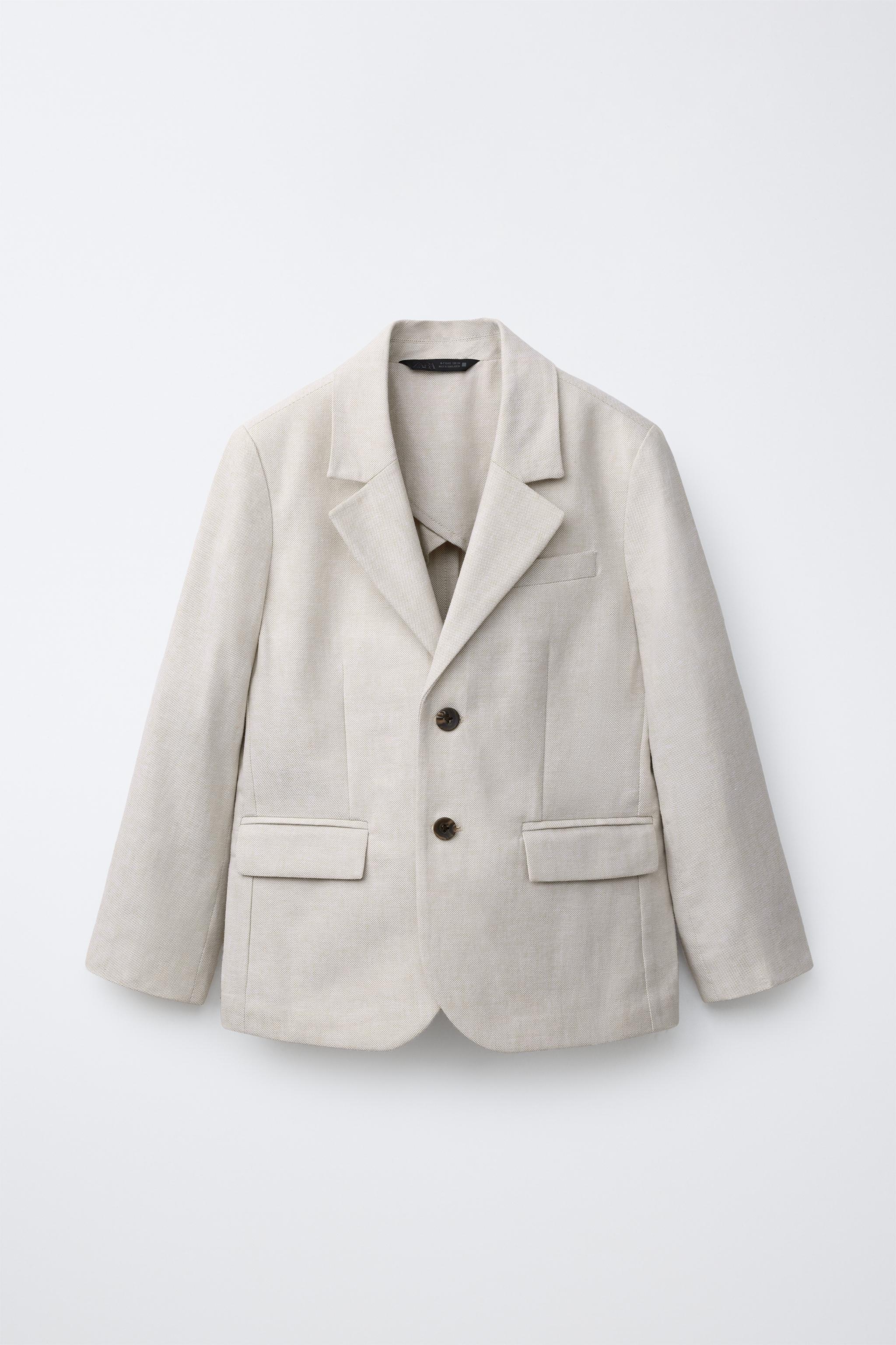 Детские куртки Zara COTTON AND LINEN BLEND SUIT JACKET — фото 2