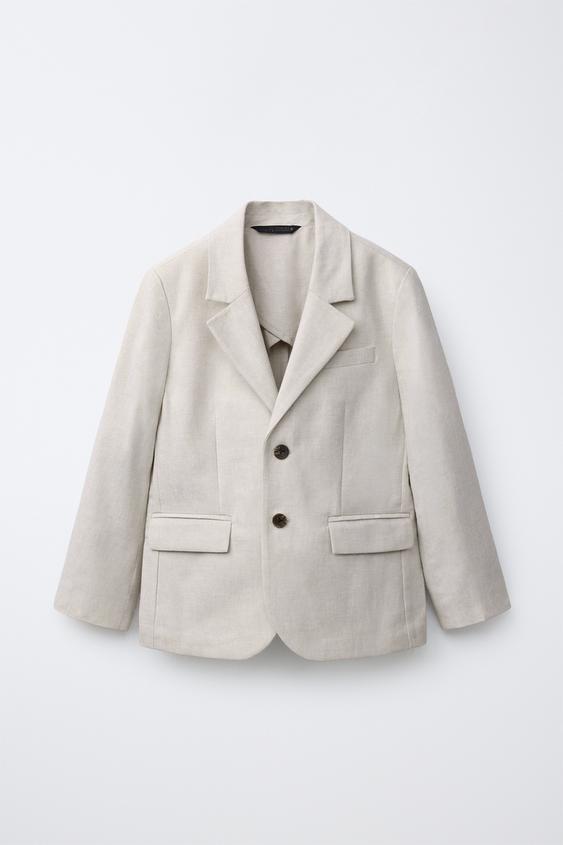 VESTE DE COSTUME EN COTON ET LIN - Écru de Zara - Image 0
