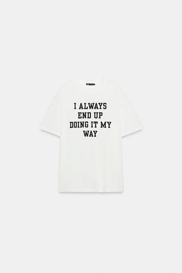 CAMISETA TEXTO - Blanco de Zara - Imagen 0
