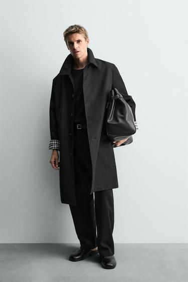 GABARDINA COMBINADO CUADROS LIMITED EDITION - Negro de Zara
