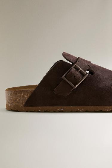 SABOT CUIR BOUCLE DÉTAIL SURPIQÛRE - Marron de Zara - Image 4