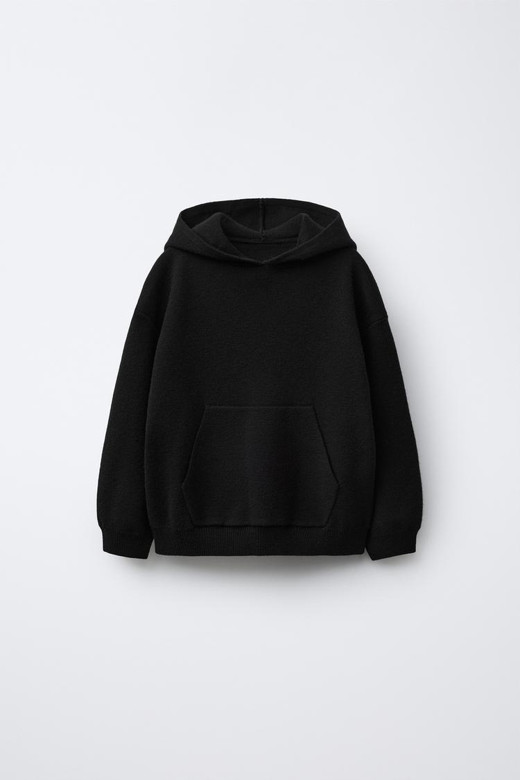 STRICK-SWEATSHIRT MIT KAPUZE Schwarz ZARA Deutschland Germany