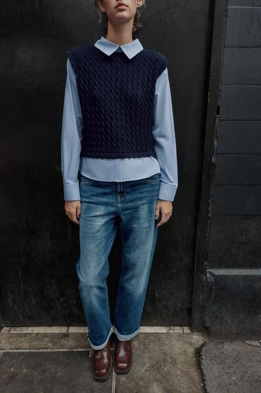 COMBINED POPLIN SHIRT - Navy blue by Zara - Image 4