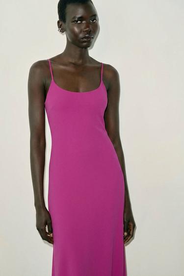 Zara LONG STRAPPY DRESS - Fuchsia