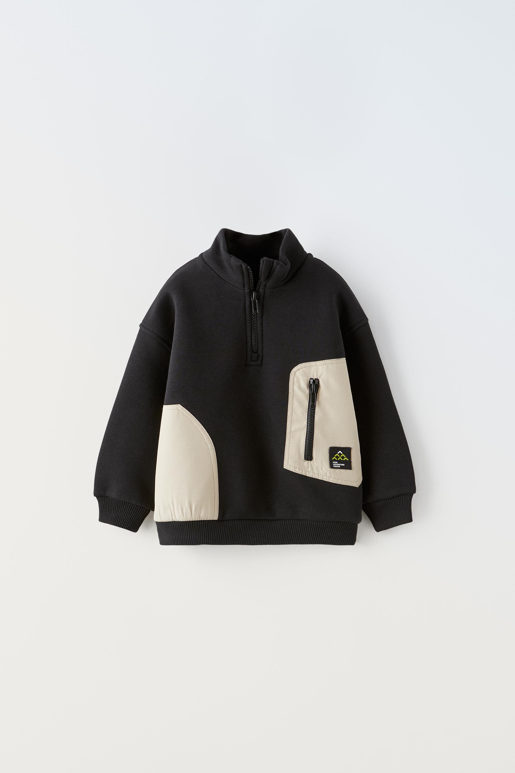 コントラストポケット スウェットシャツ - ブラック | ZARA Japan / 日本