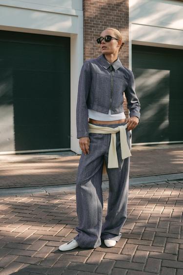 STITCHED DETAIL TROUSERS WITH BELT LOOPS - Blue by Zara - Image 0
