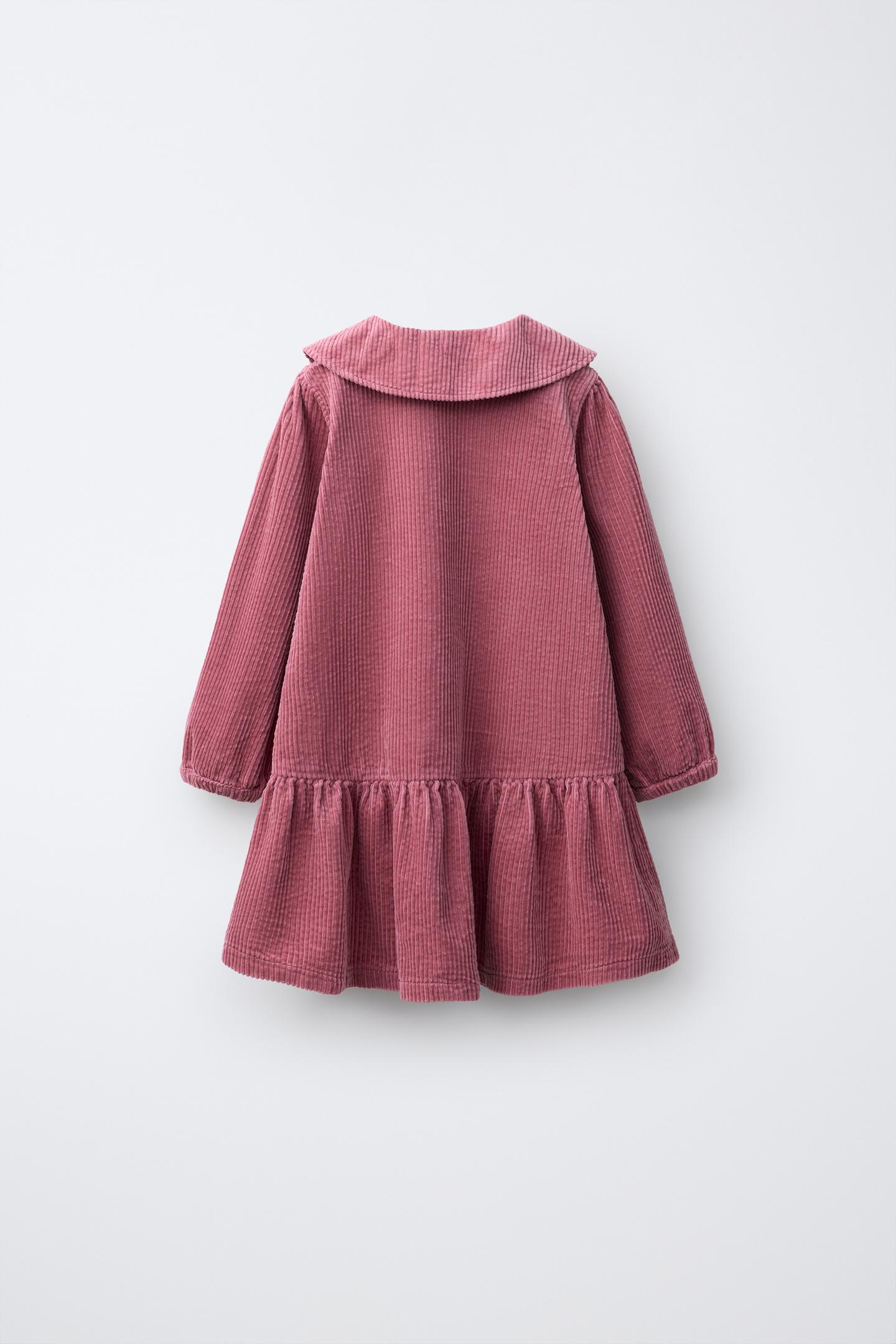 Детское платье Zara Corduroy Peter Pan Collar, цвет: Розовый — фото 2